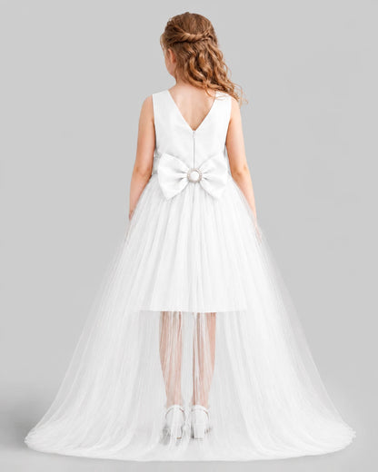Ivory Flared Girls Pageant Dresses Back