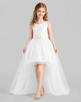 Ivory Flared Girls Pageant Dresses Front