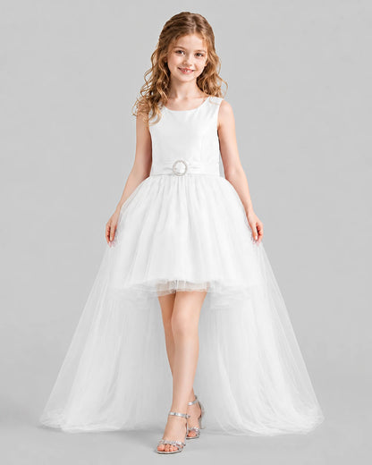 Ivory Flared Girls Pageant Dresses Front