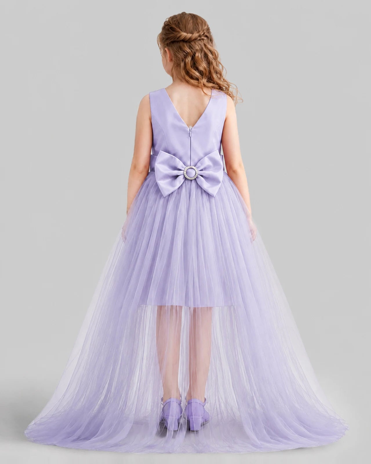 Lavender Flared Girls Pageant Dresses Back