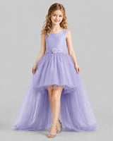 Lavender Flared Girls Pageant Dresses Front