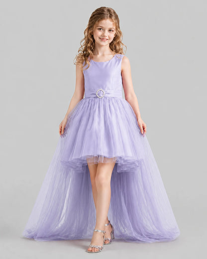 Lavender Flared Girls Pageant Dresses Front
