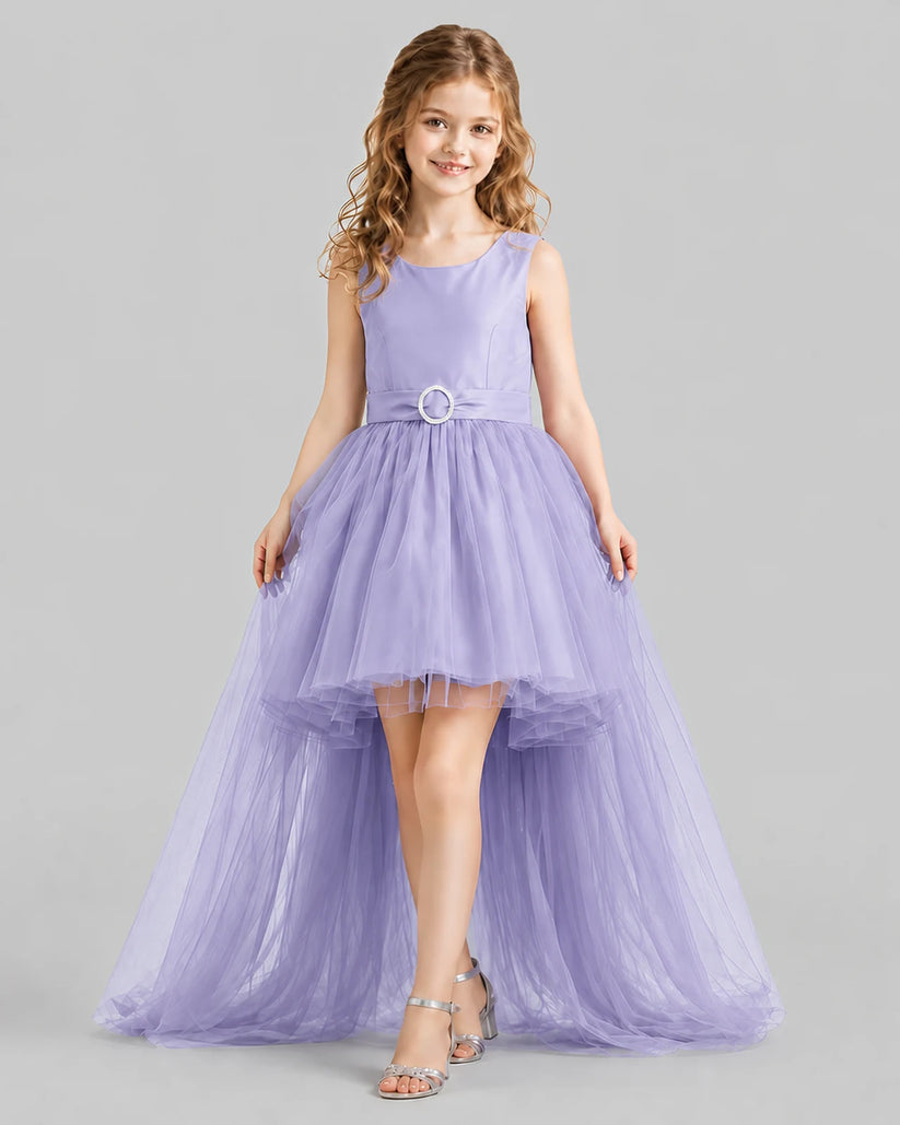Lavender Flared Girls Pageant Dresses Front