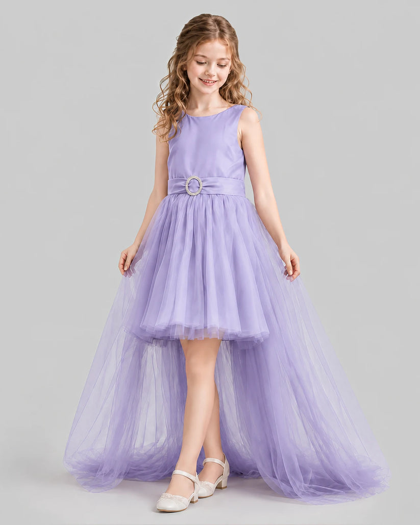 Lavender Flared Girls Pageant Dresses Side