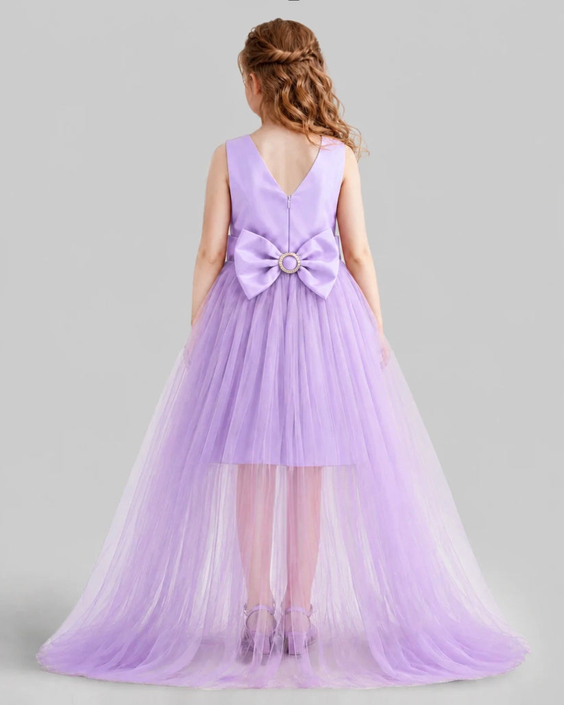 Lilac Flared Girls Pageant Dresses Back
