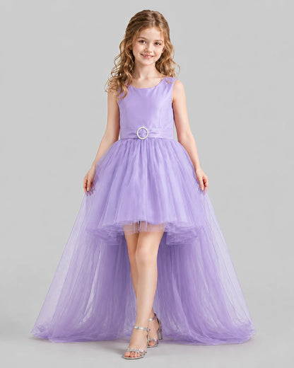 Lilac Flared Girls Pageant Dresses Front