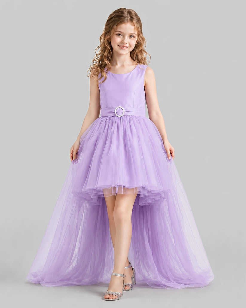Lilac Flared Girls Pageant Dresses Front