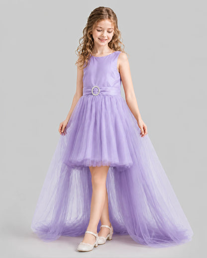 Lilac Flared Girls Pageant Dresses Side
