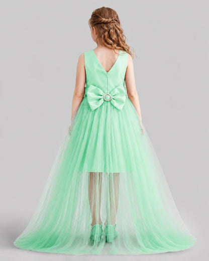 Mint Green Flared Girls Pageant Dresses Back