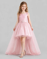 Pink Flared Girls Pageant Dresses Front