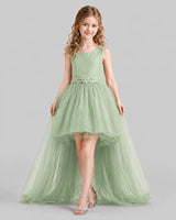 Sage Green Flared Girls Pageant Dresses Front
