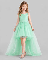 Turquoise Flared Girls Pageant Dresses Front