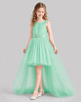 Turquoise Flared Girls Pageant Dresses Side
