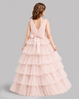 Blush Pink Ball Gown Girls Pageant Dresses Back