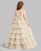 Champagne Ball Gown Girls Pageant Dresses Back