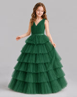Dark Green Ball Gown Girls Pageant Dresses Front