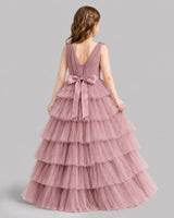 Dusty Rose Ball Gown Girls Pageant Dresses Back