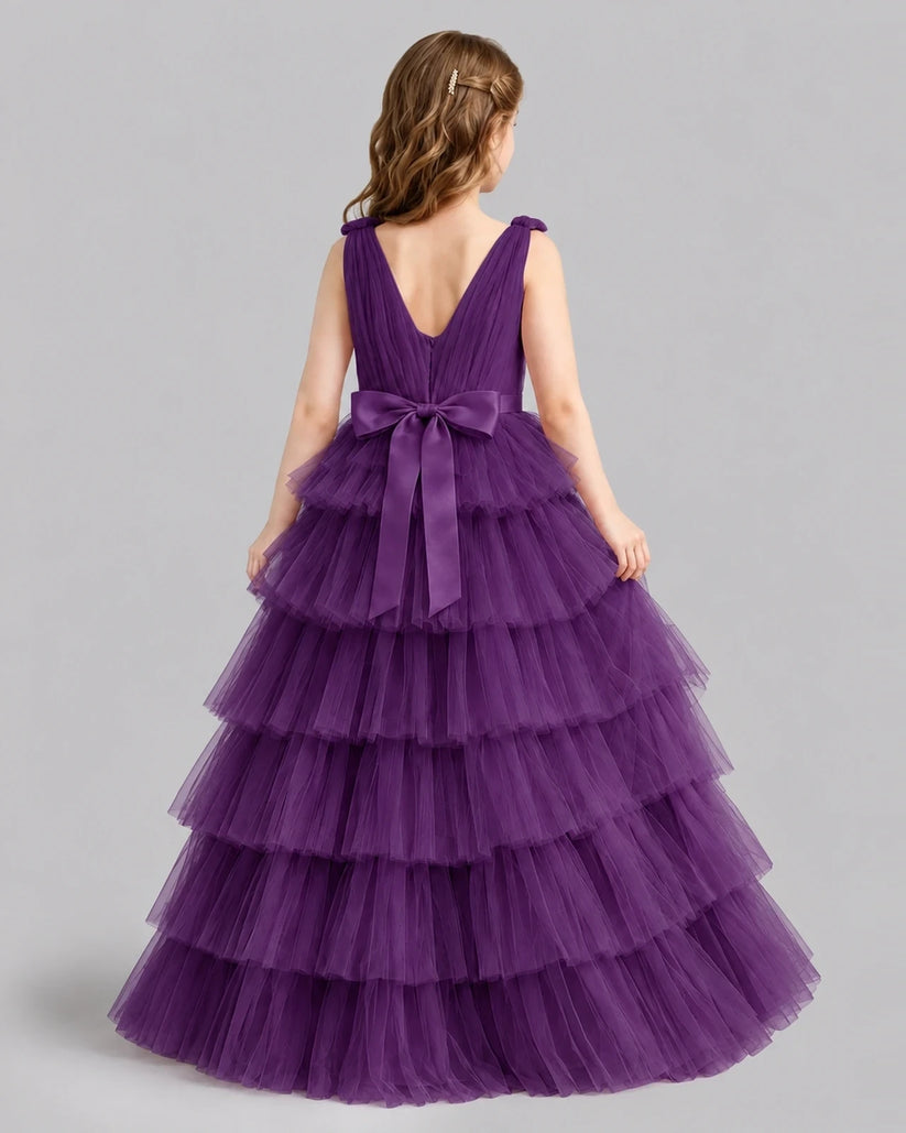 Grape Ball Gown Girls Pageant Dresses Back