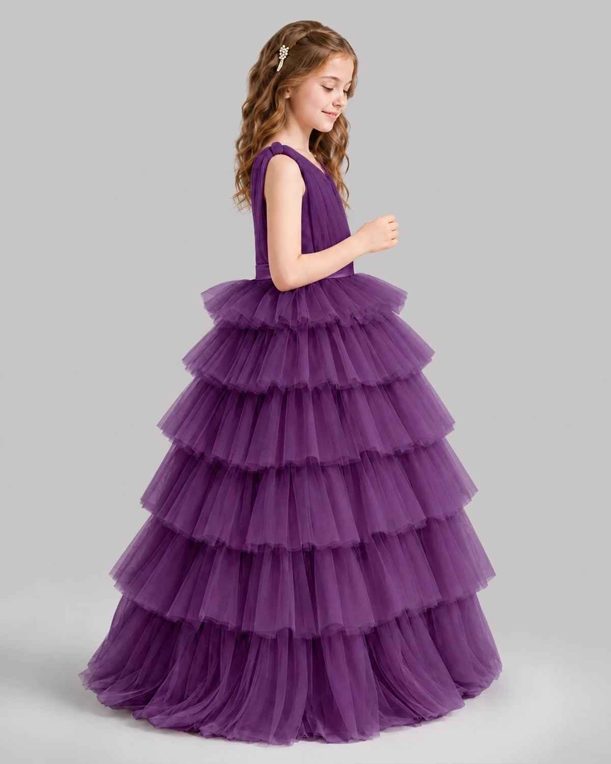 Grape Ball Gown Girls Pageant Dresses Side