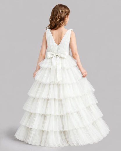 Ivory Ball Gown Girls Pageant Dresses Back