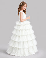 Ivory Ball Gown Girls Pageant Dresses Side
