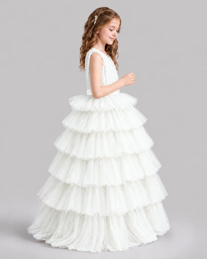 Ivory Ball Gown Girls Pageant Dresses Side