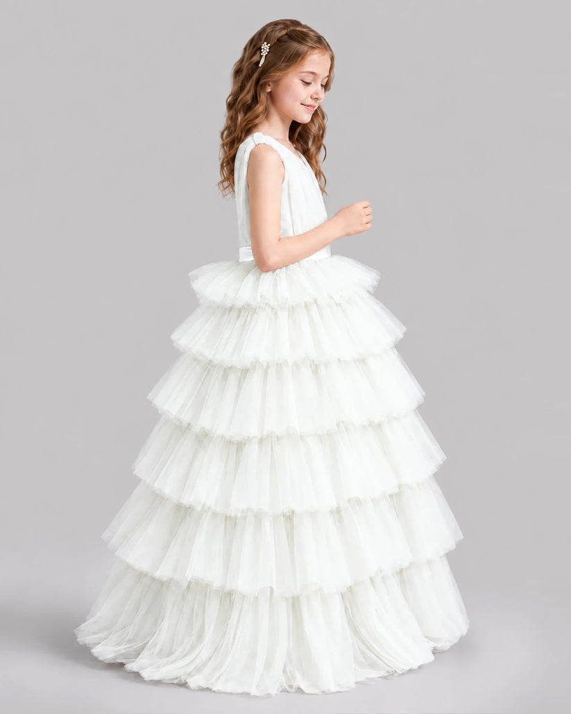 Ivory Ball Gown Girls Pageant Dresses Side