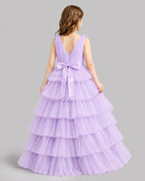 Lilac Ball Gown Girls Pageant Dresses Back