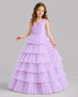 Lilac Ball Gown Girls Pageant Dresses Front