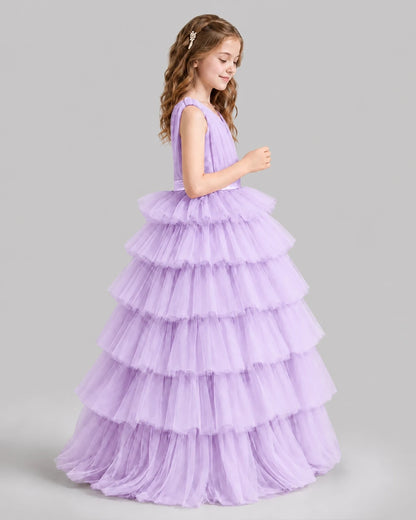 Lilac Ball Gown Girls Pageant Dresses Side