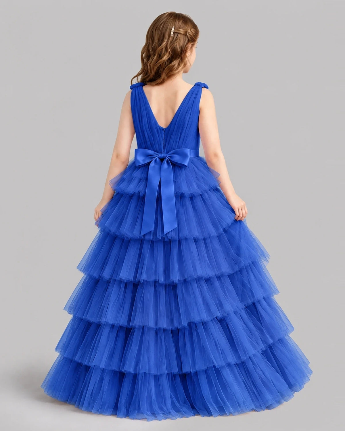 Royal Blue Ball Gown Girls Pageant Dresses Back