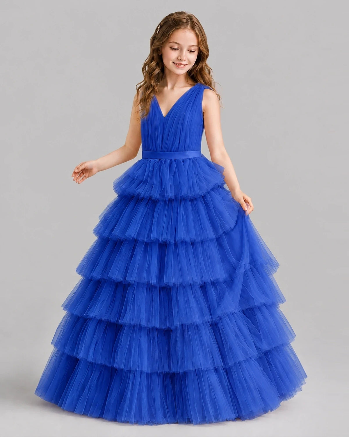 Royal Blue Ball Gown Girls Pageant Dresses Front