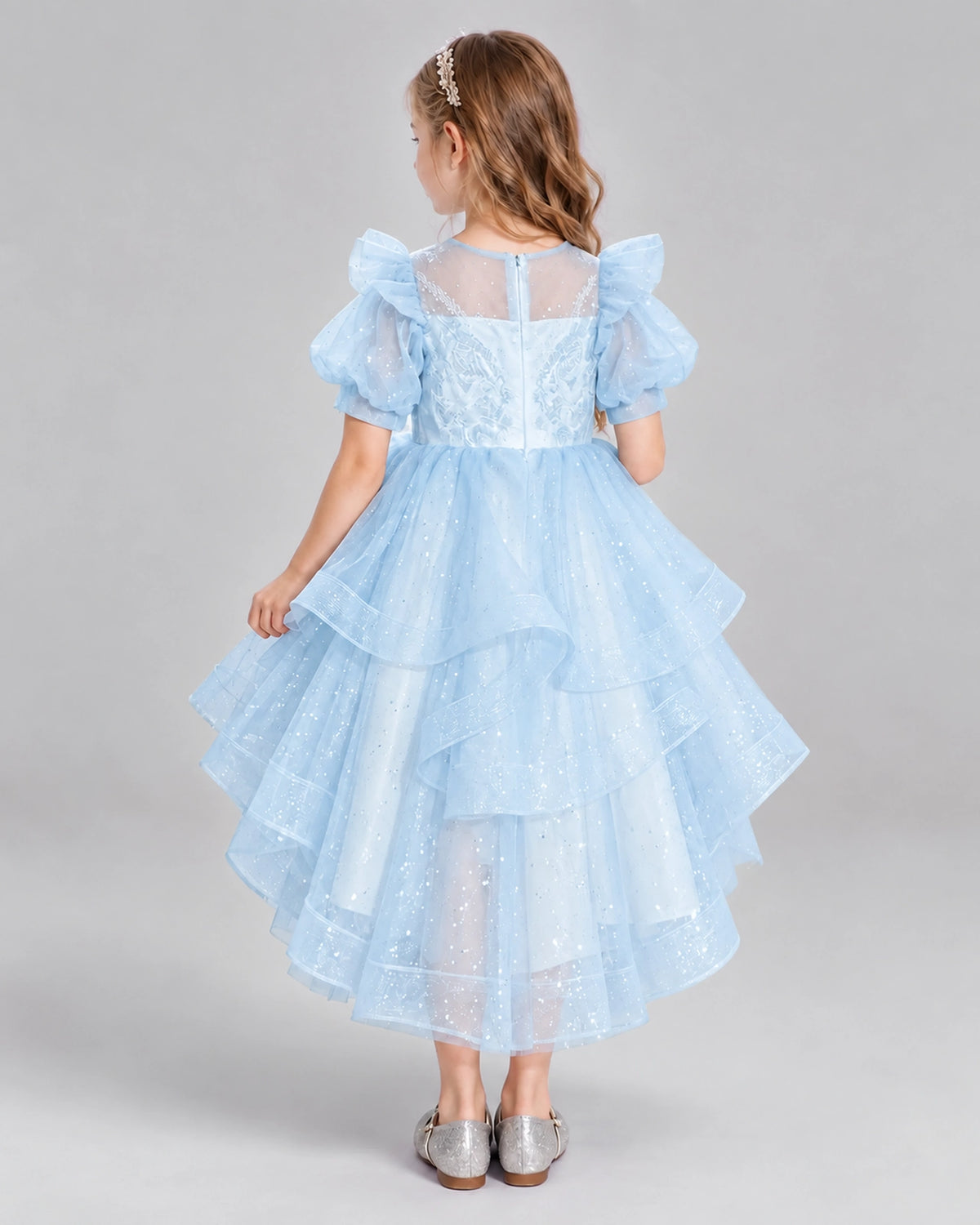 Baby Blue A-line Girls Pageant Dresses Back