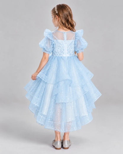 Baby Blue A-line Girls Pageant Dresses Back