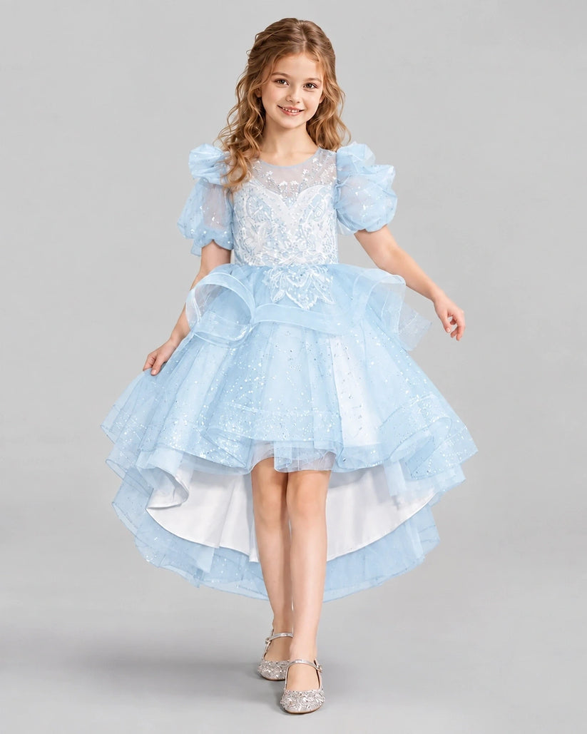 Baby Blue A-line Girls Pageant Dresses Front