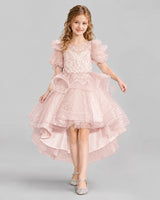 Blush Pink A-line Girls Pageant Dresses Front