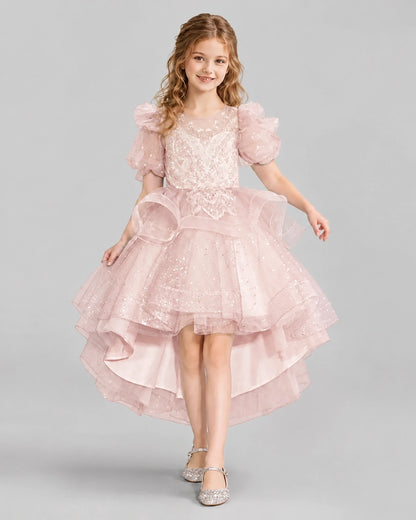 Blush Pink A-line Girls Pageant Dresses Front