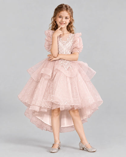 Blush Pink A-line Girls Pageant Dresses Pose