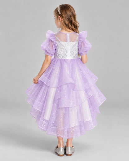 Lilac A-line Girls Pageant Dresses Back