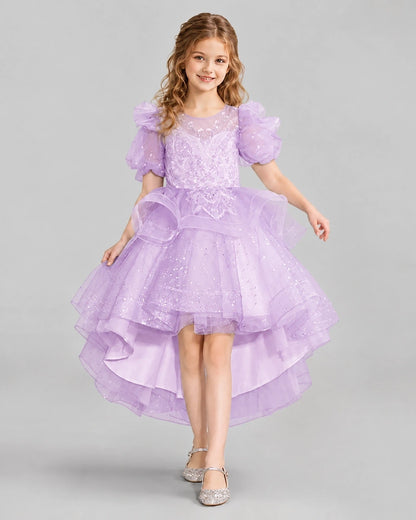 Lilac A-line Girls Pageant Dresses Front