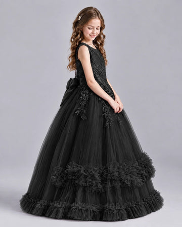 Dideyttawl Cascading Ruffle Pageant Gown for Recital