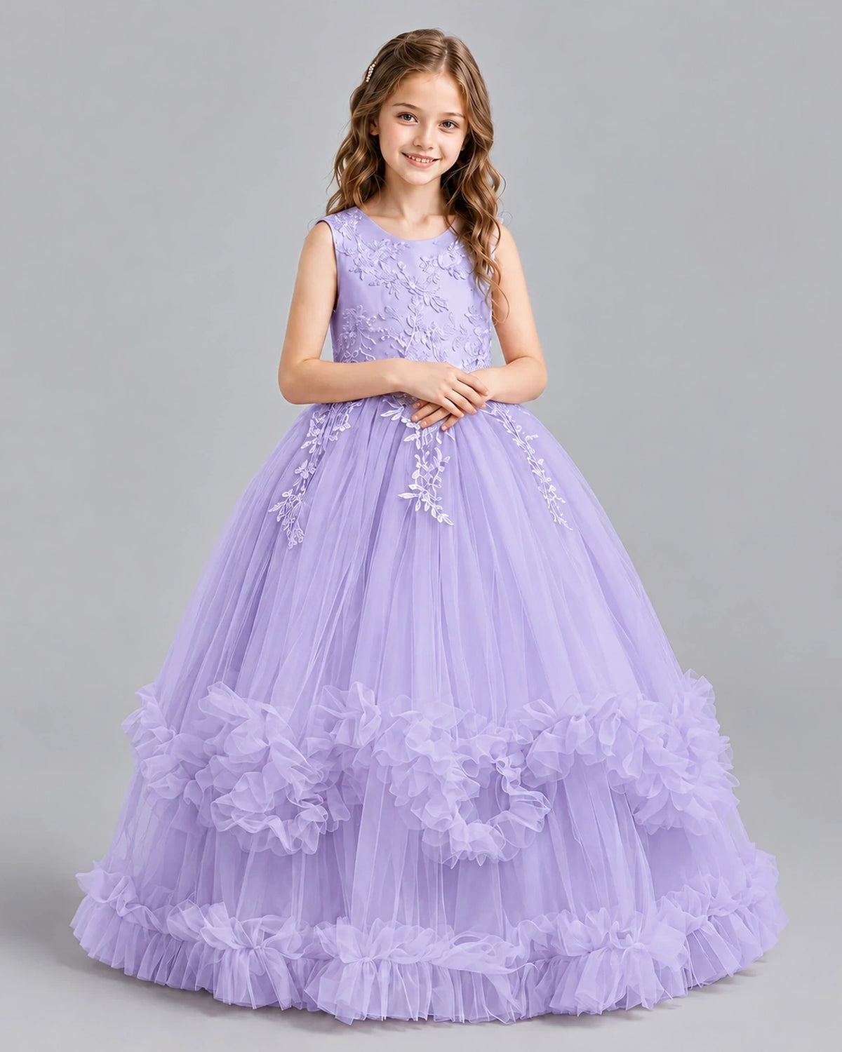 Lavender Ball Gown Girls Pageant Dresses Front