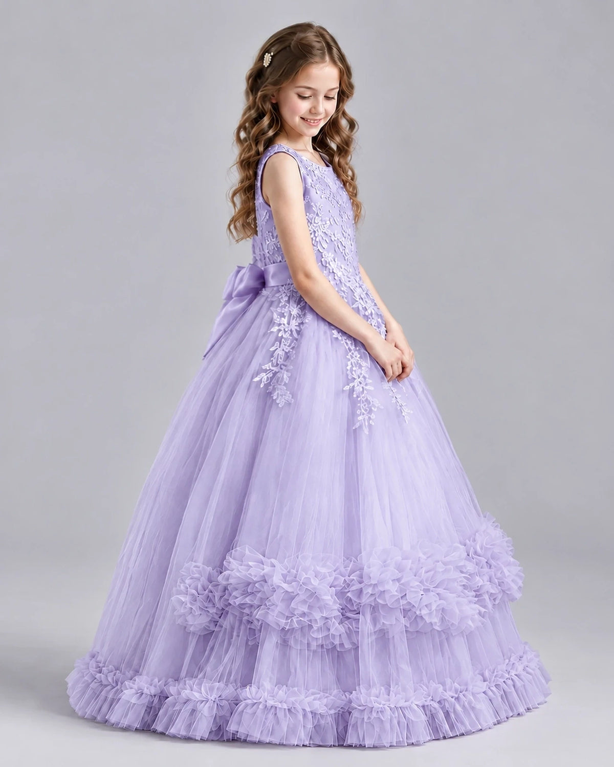 Lavender Ball Gown Girls Pageant Dresses Side
