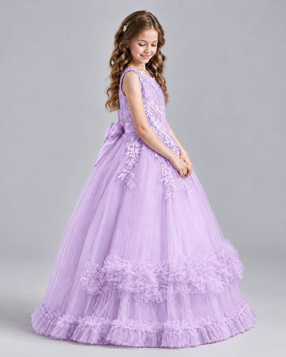 Lilac Ball Gown Girls Pageant Dresses Side
