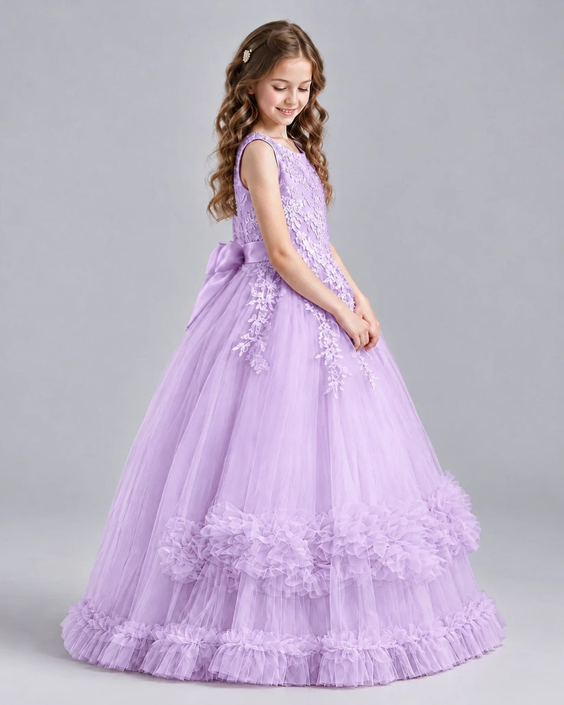 Lilac Ball Gown Girls Pageant Dresses Side