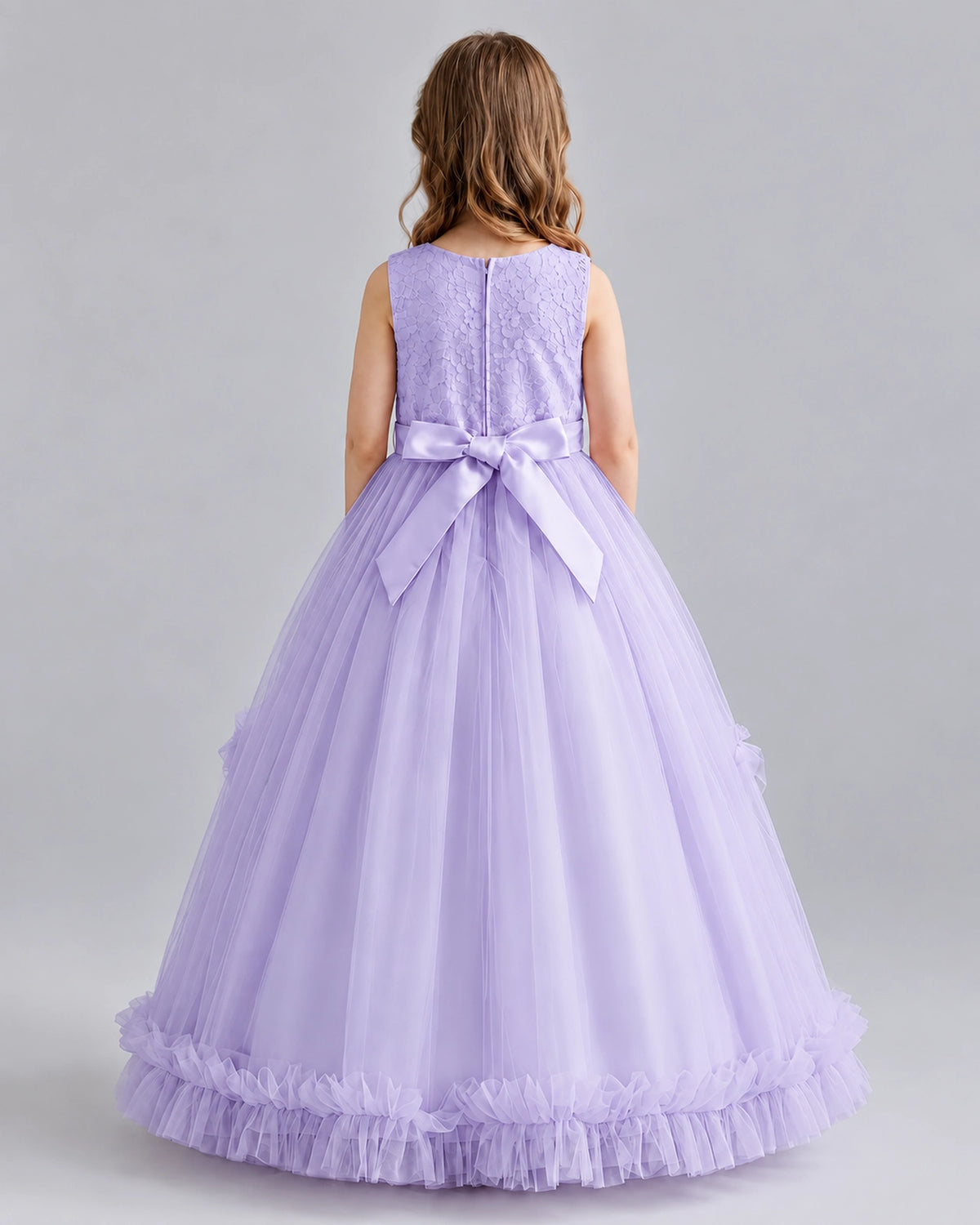 Lavender Ball Gown Girls Pageant Dresses Back