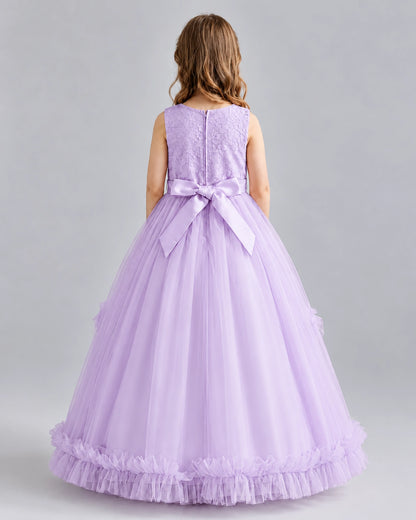 Lilac Ball Gown Girls Pageant Dresses Back