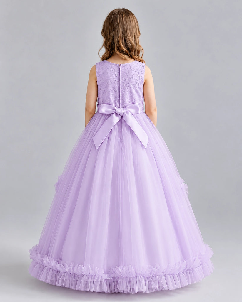 Lilac Ball Gown Girls Pageant Dresses Back