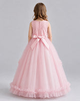 Pink Ball Gown Girls Pageant Dresses Back