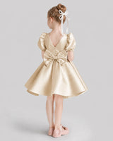 Champagne Flared Flower Girl Dresses Back
